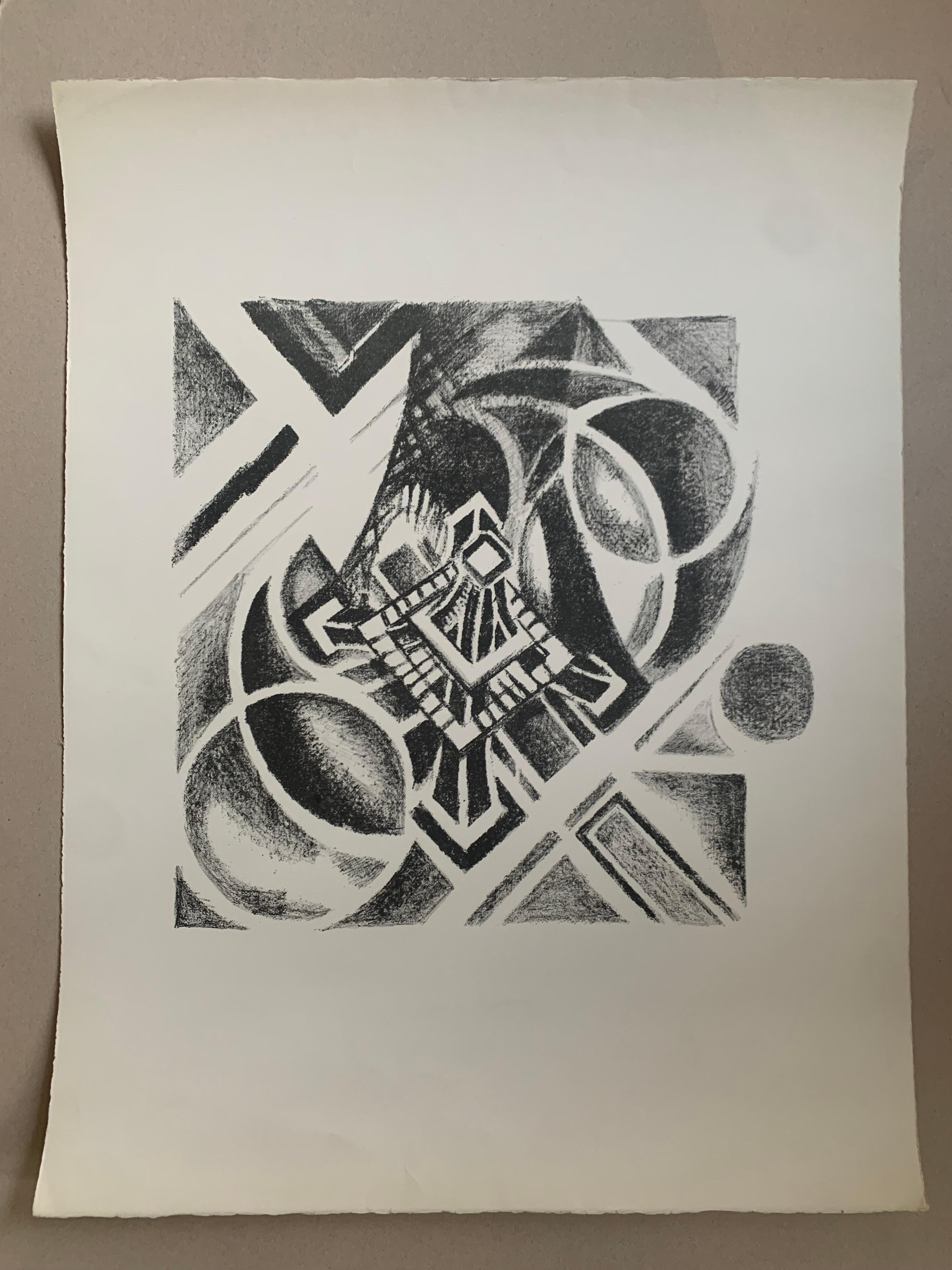 Robert De Launay Abstract Print - Lithograph Robert Delaunay - Paris, aerial view of the tower - 1926