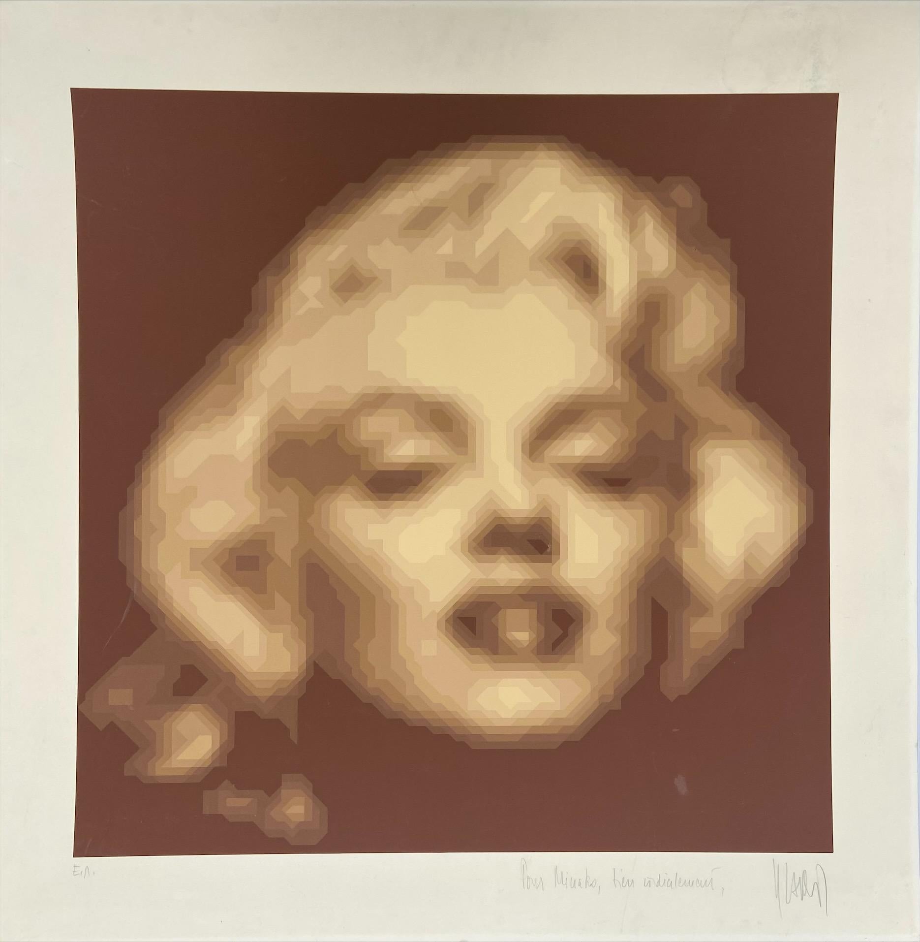Yvaral (Jean-Pierre Vasarely) - Marilyn Monroe
screen printing
Signed and dedicated
Annotated artist's proof
Circa 1970
75x75cm
