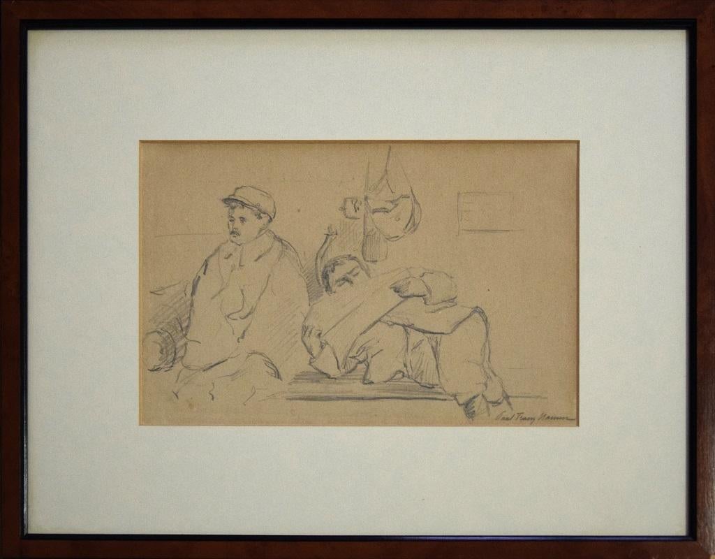 Man mit Beret und Leichter Mann - 1940er Jahre - Paul-Franz Namur - Zeichnung - Moderne