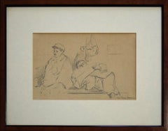 Vintage Man With Beret And Lying Man - 1940s - Paul-Franz Namur - Drawing - Modern