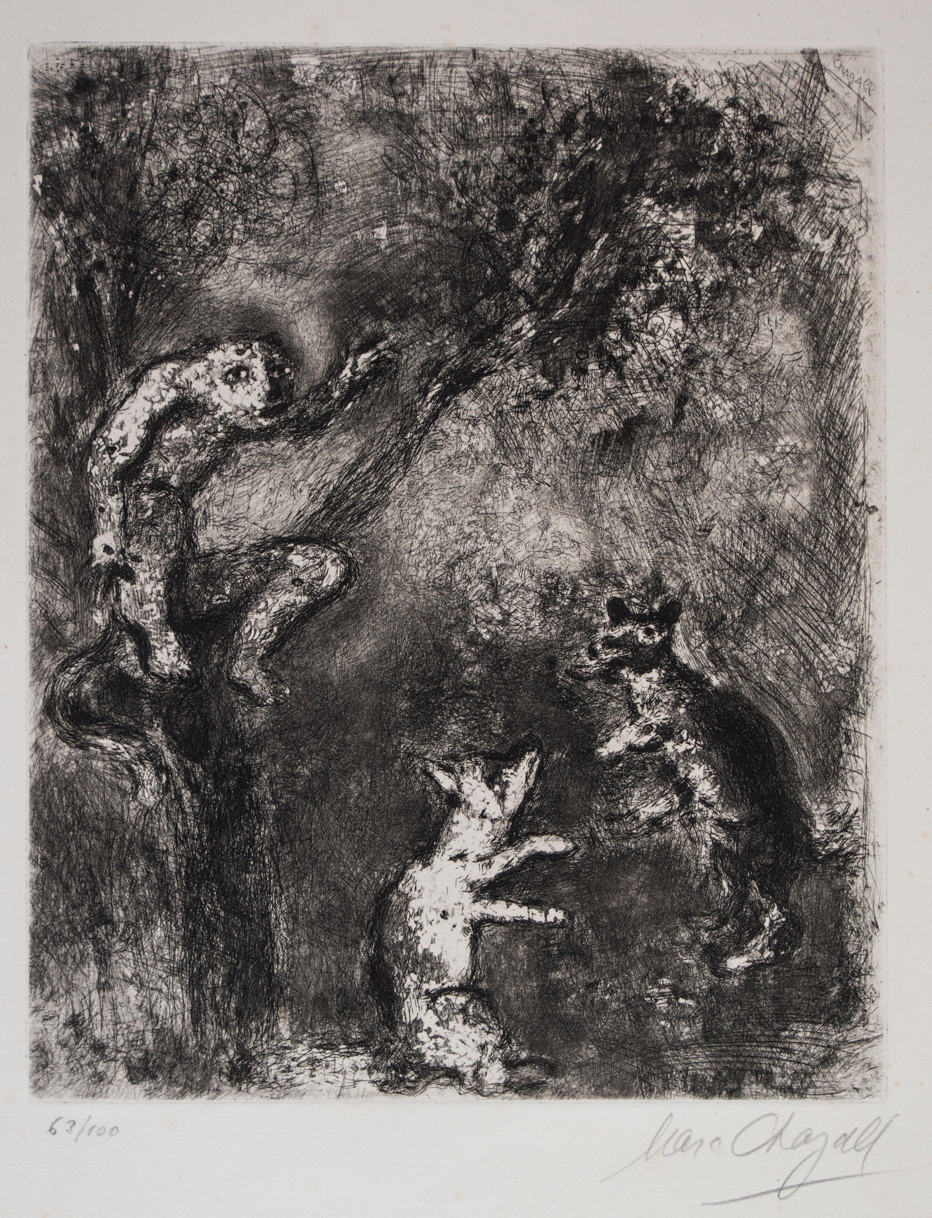 Marc Chagall Animal Print - Le Loup plaidant contre le Renard par-devant le Singe
