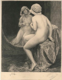 Antique Reflexion - Original Etching by Jules Piel - 1910s
