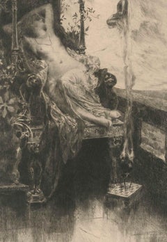 Le Rêve - Original Etching by H. D. Courselles - 1890s