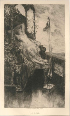 Le Rêve - Original Etching by H. D. Courselles - 1890s