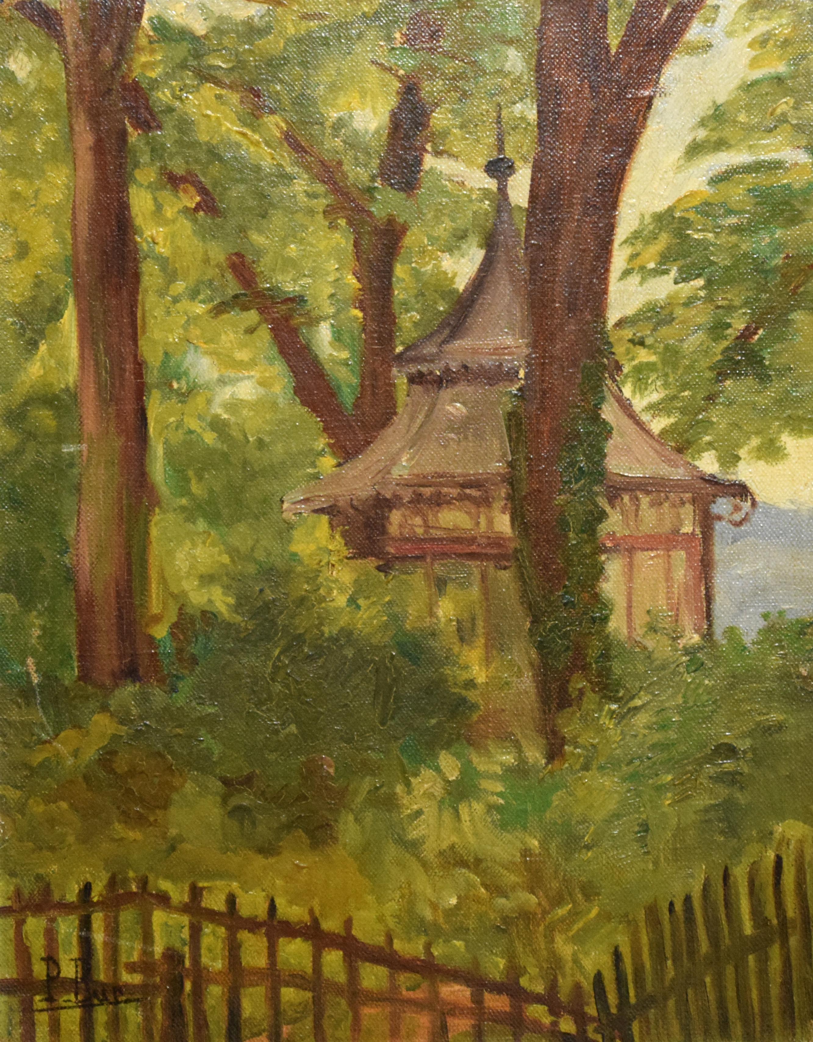 Gazebo in the Wood - Painting by Paulette Bur