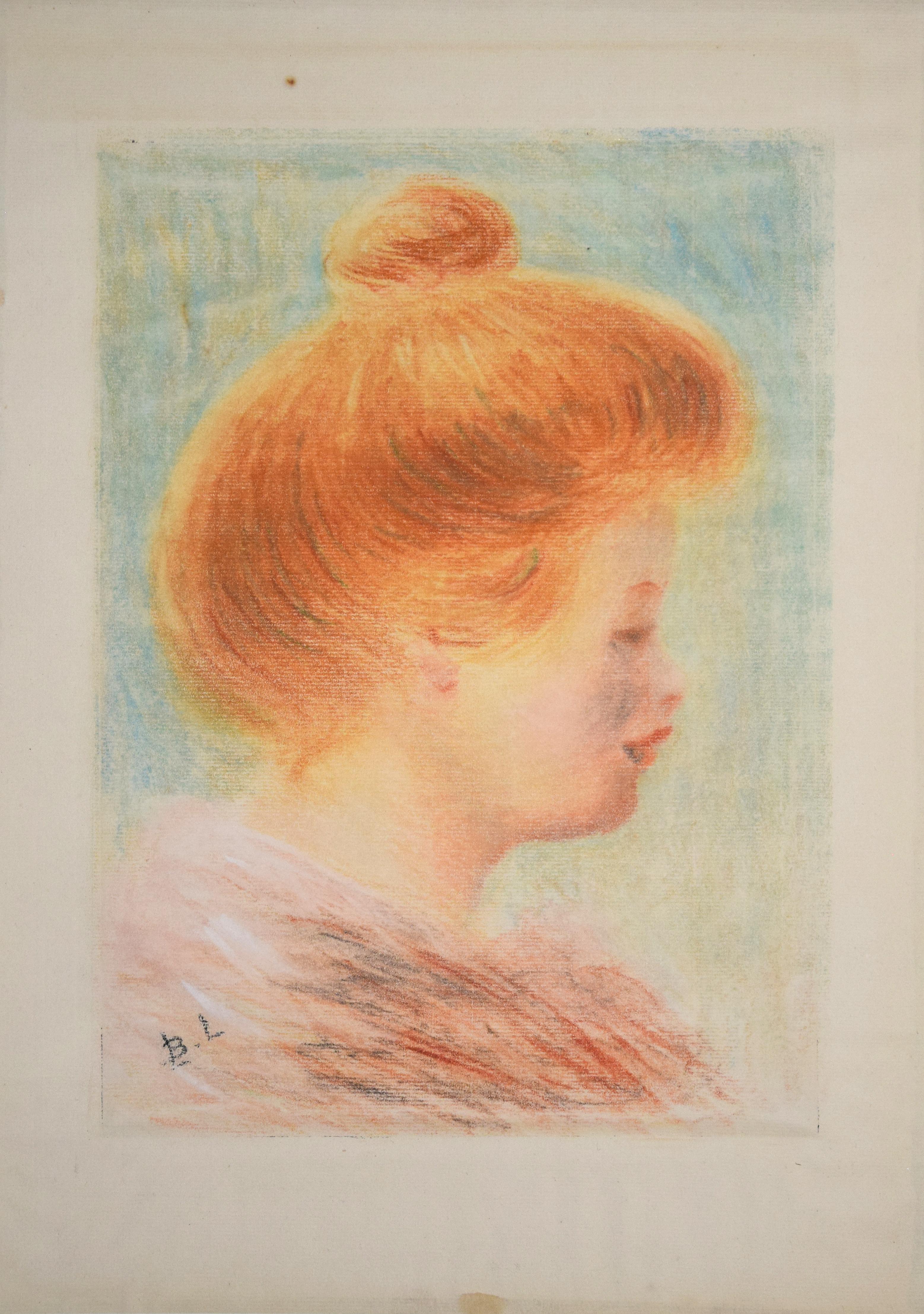 Das Frauenporträt im Profil ist ein Originalwerk des französischen Künstlers Bernard Lemaire, das zwischen dem Ende des XIX. und dem Beginn des XX. Jahrhunderts entstand.
Monotypie auf Papier. Die Platte ist auf Karton geklebt (cm 63,5 x 50).