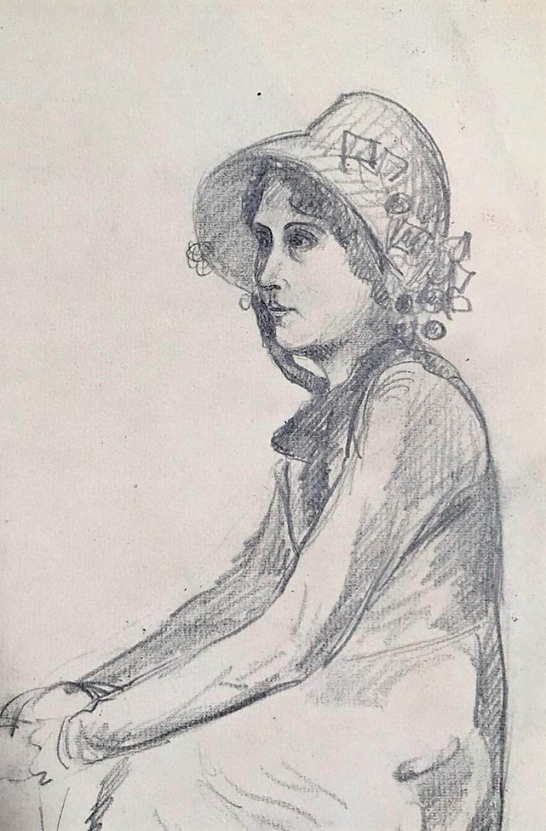 Portrt einer jungen Frau - 1900er Jahre - Ren Franois Xavier Prinet - Zeichnung – Art von René Francois Xavier Prinet