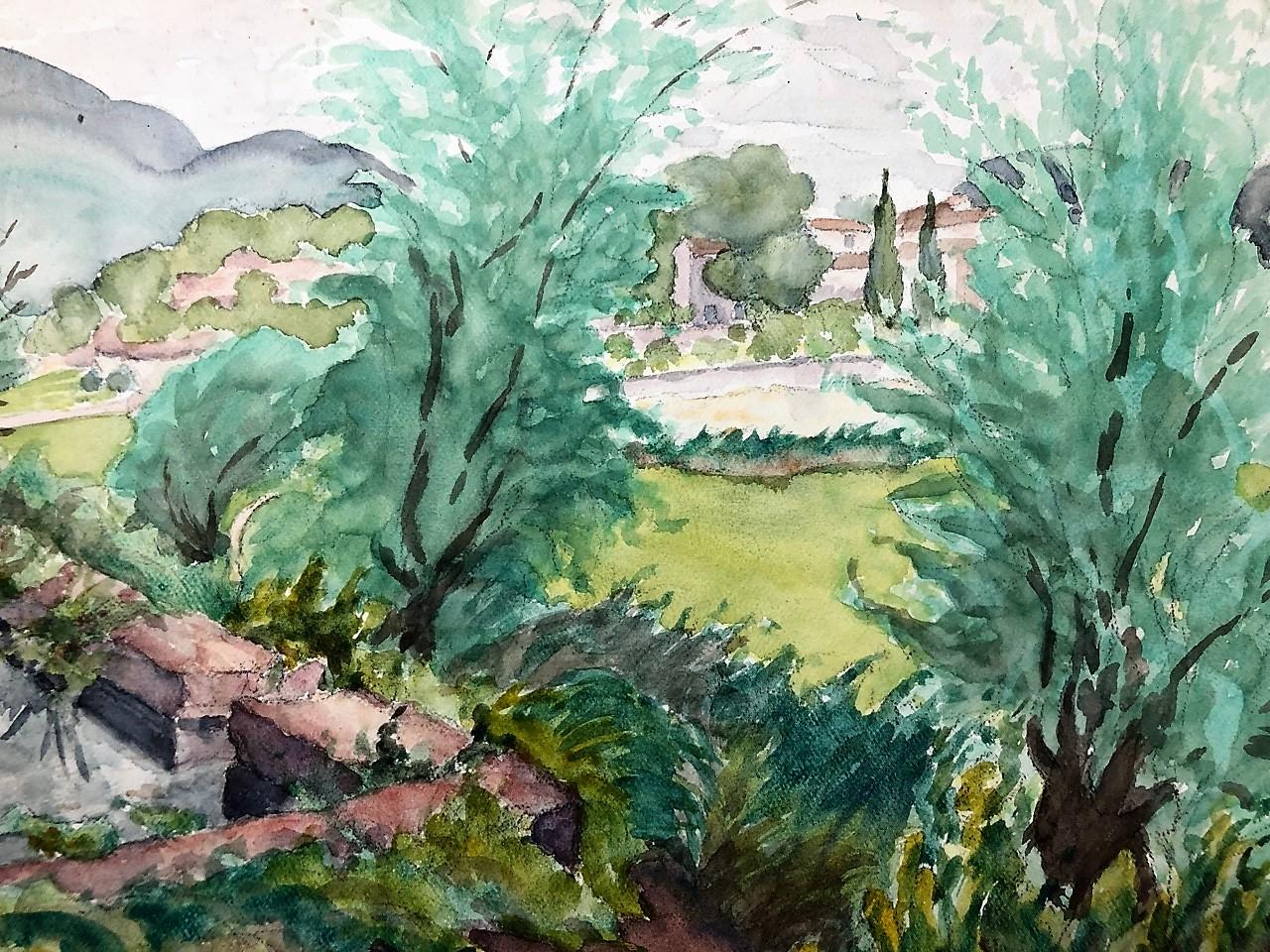 Landscape - Northern France - Watercolor on Paper - 1932 - Brown Landscape Art by Unknown