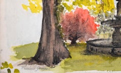 The Fountain in the Garden - Watercolor on Paper - Beginning of 20th Century