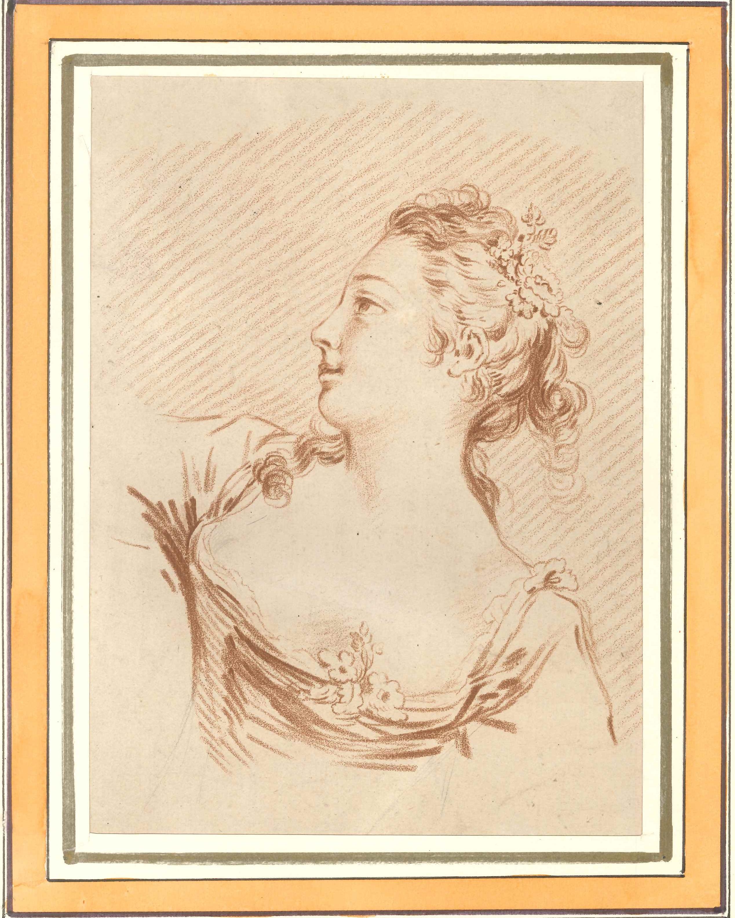 Feme Portrait - Original Lithograph by L-M Bonnet - End of 18th Century - Print by Louis-Marin Bonnet