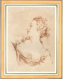 Feme Portrait - Original Lithograph by L-M Bonnet - End of 18th Century