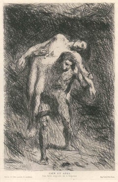 Cain et Abel - Original Etching by Alexandre Falguière - Late 19th Century