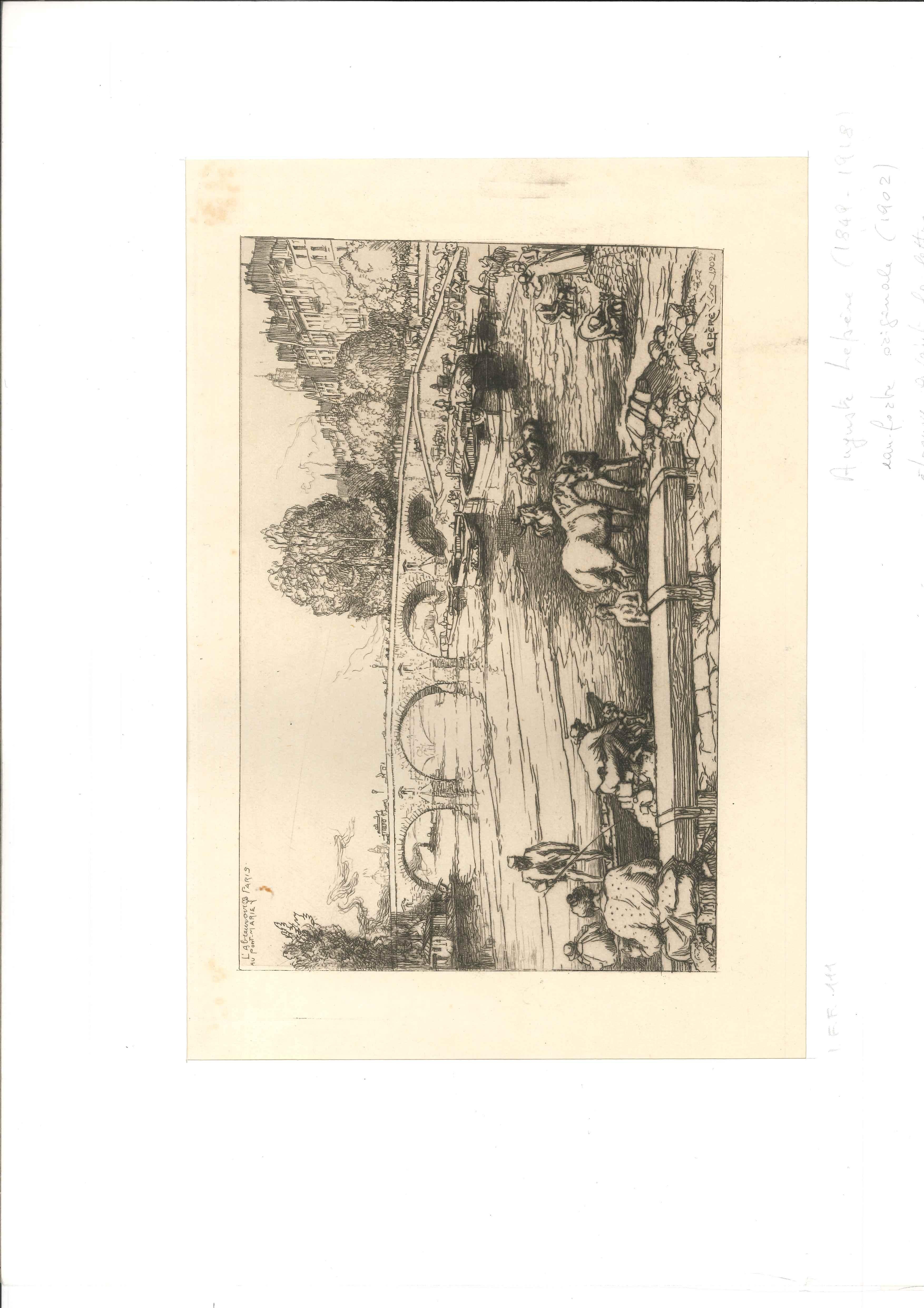 Le Pont Marie – Original-Radierung von Auguste Lepre – 1902 – Print von Auguste Lepère