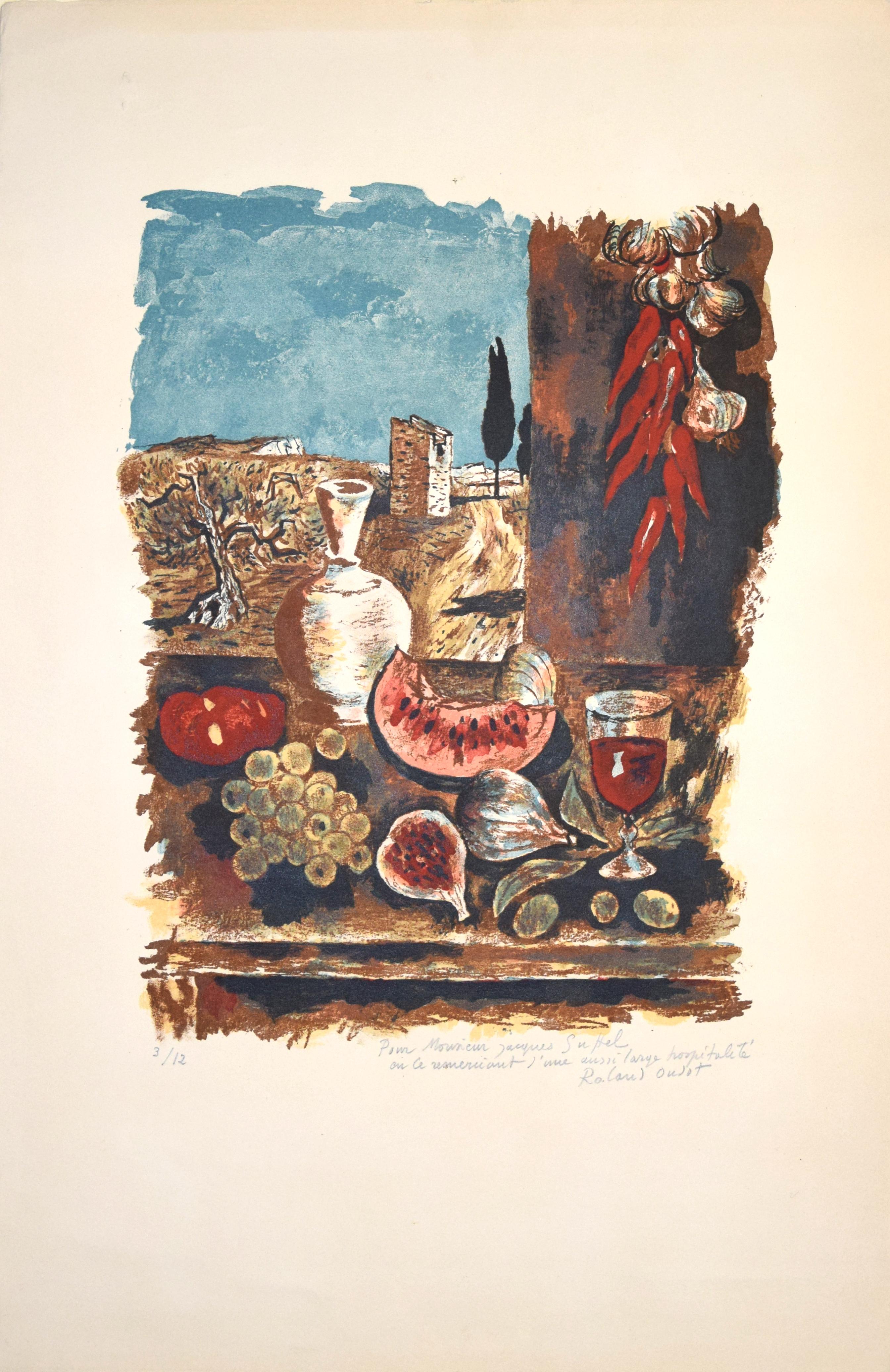 Still Life with Blue Sky - Original Lithograph by Roland Oudot 1