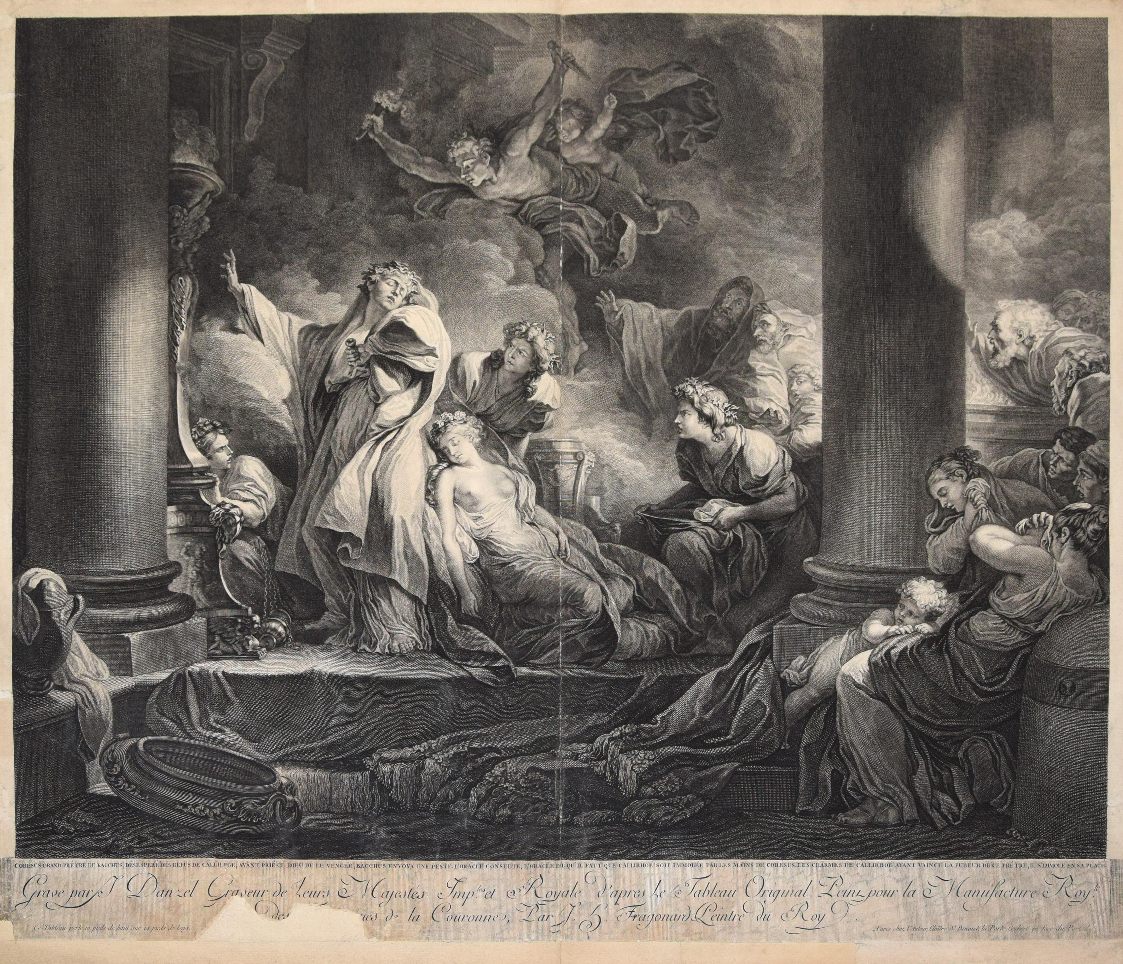 Jérôme Danzel Figurative Print - Le Grand prêtre Coresus - Etching by J- Danzel - Late 18th Century