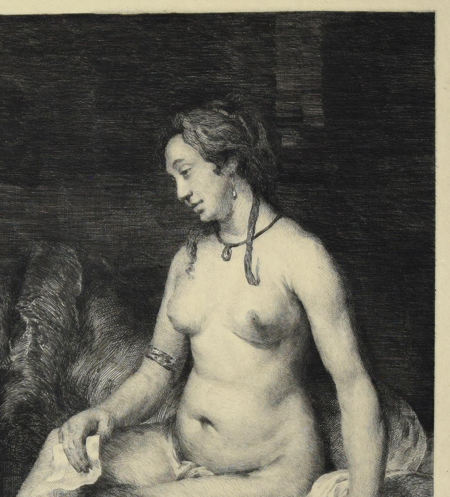 Le Lavement des Pieds - Lithographie d''Aprs Rembrandt von Lopold Flameng – Print von Léopold Flameng