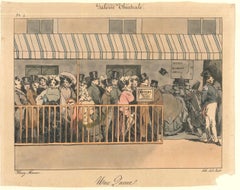 Antique Une Queue - Lithograph by Henry Monnier - 1850s