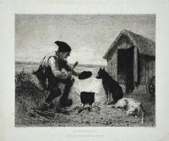 Le Père Malice - Original Etching by J.J. Veyrassat - 1870s