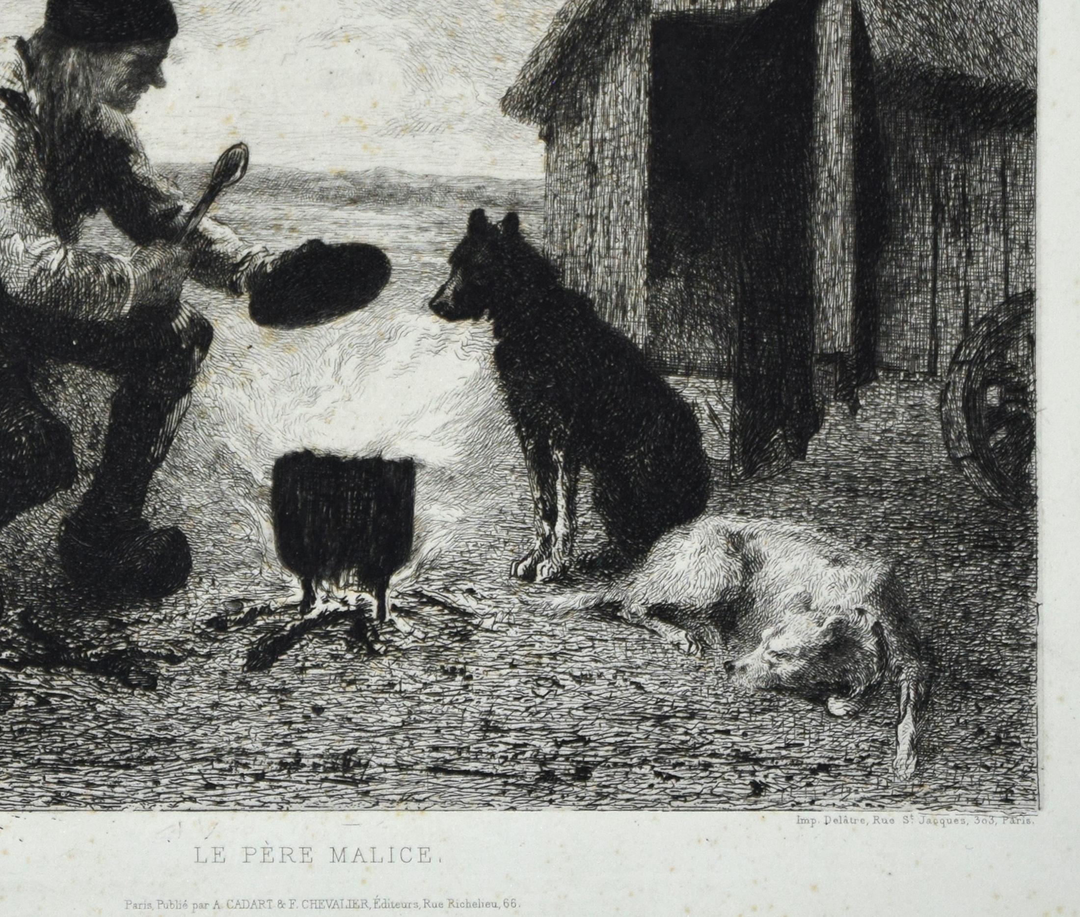 Le Père Malice - Original Etching by J.J. Veyrassat - 1870s - Print by Jules Jacques Veyrassat