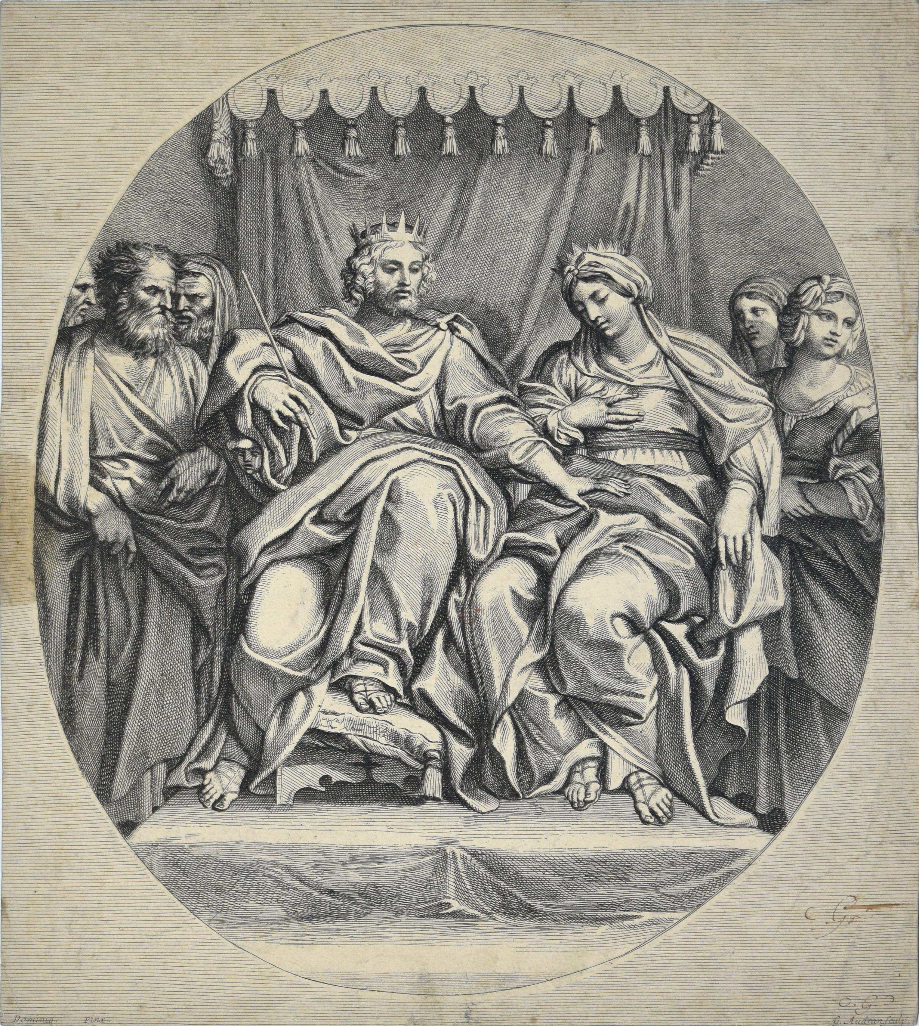 The King and the Queen - Etching after Domeniquin (Domenichino) by G. Audran