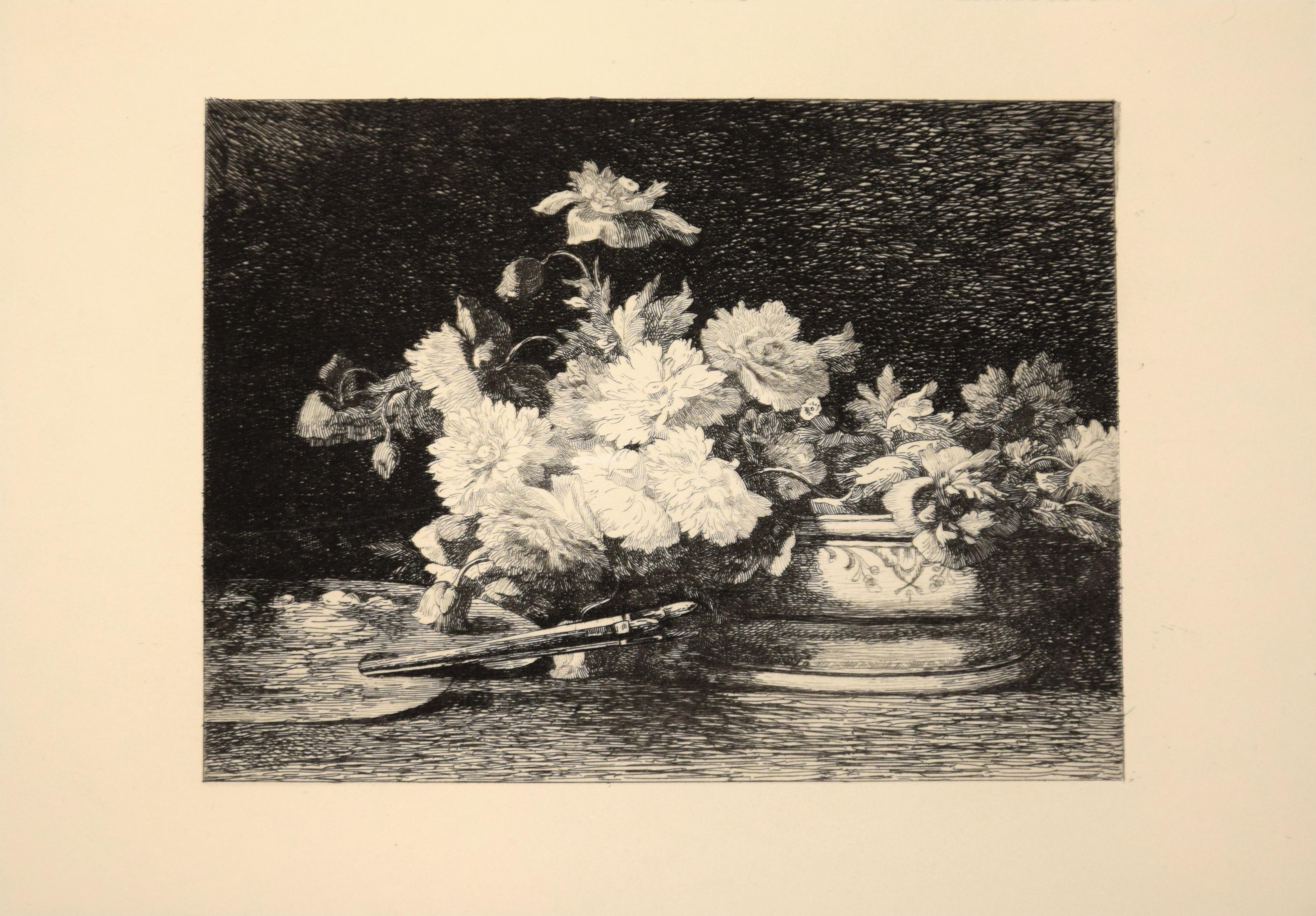 Jarrón de flores es una obra de arte original realizada por Louis Lemaire en 1870. Grabado original sobre papel. 

Prueba de artista, antes de la carta. 

Buenas condiciones, salvo una mancha en el margen derecho. La hoja está pegada sobre
