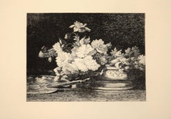 Vase de Fleurs  Radierung von Louis Lemaire  1870er Jahre