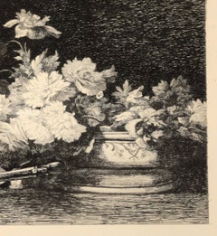 Vase de Fleurs - Etching by Louis Lemaire - 1870s