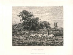 Le Petit Troupeau - Original Etching and Drypoint by J.-F. Chaigneau - 1860