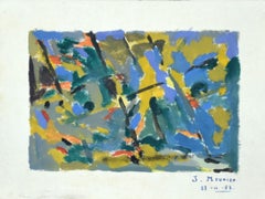 Abstract Landscape - Original Tempera in Paper by Jacques Meunier - 1953