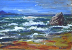 Marineblau  - Original Tempera auf Karton von Jacques Meunier - Mitte des 20. Jahrhunderts