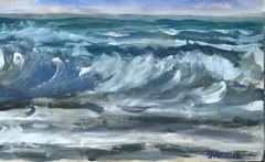 Blue Marine - Original Tempera on Paper by Jacques Meunier - Mid 20th Century