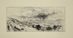 The Storm over the Landscape - Original Etching by J.C. Robinson - 1872