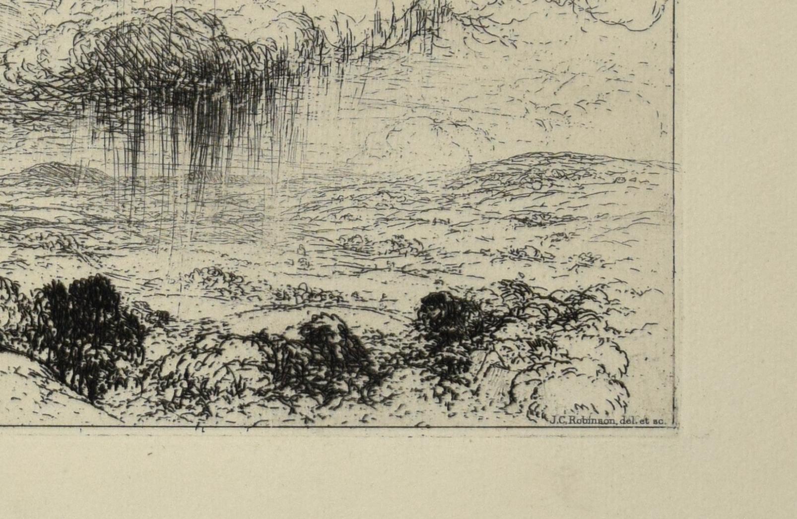 The Storm over the Landscape - Original Etching by J.C. Robinson - 1872 - Print by John Charles Robinson