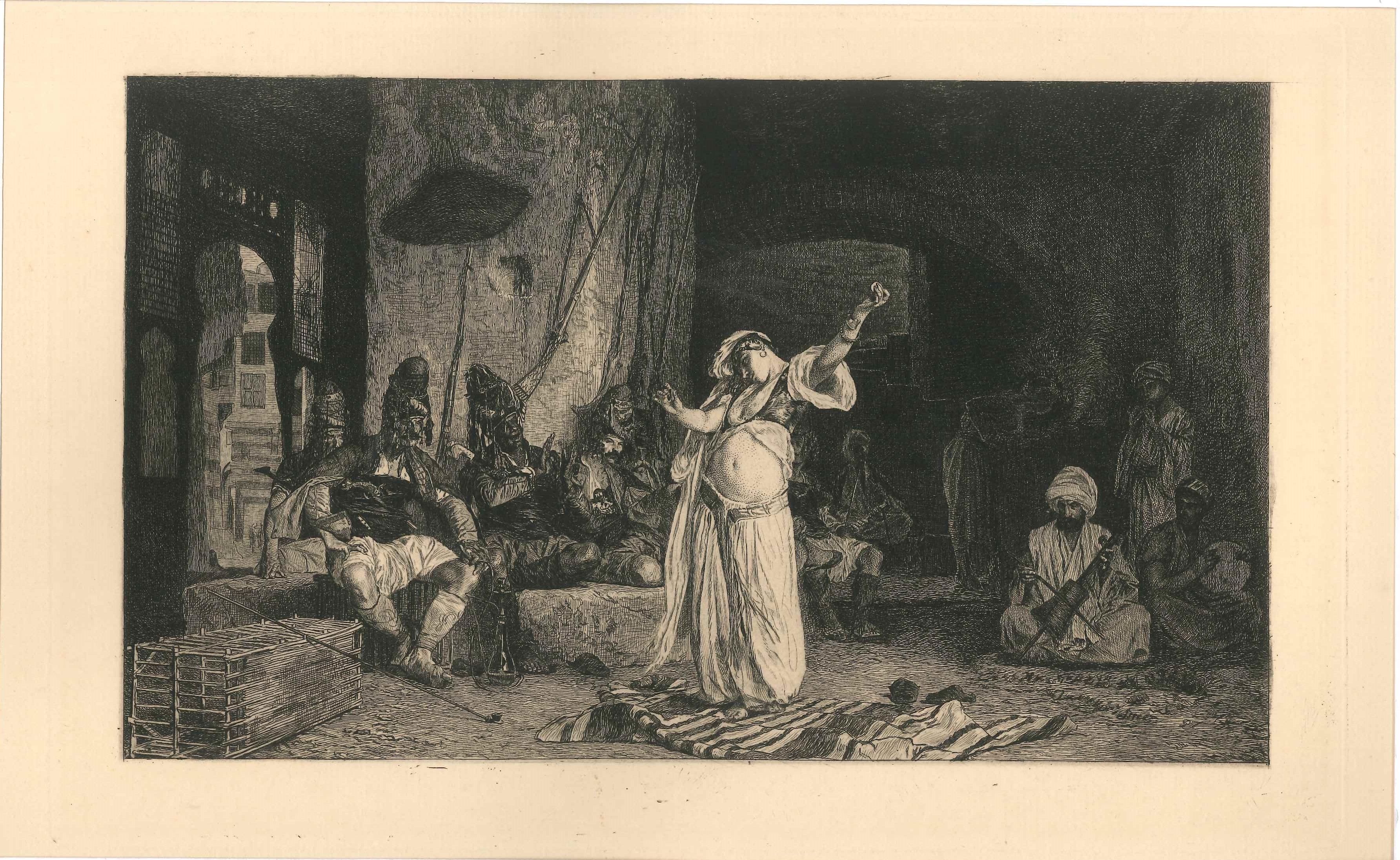 Danseuse Orientale -  b/w Etching by Charles Courtry - 1880s For Sale 1