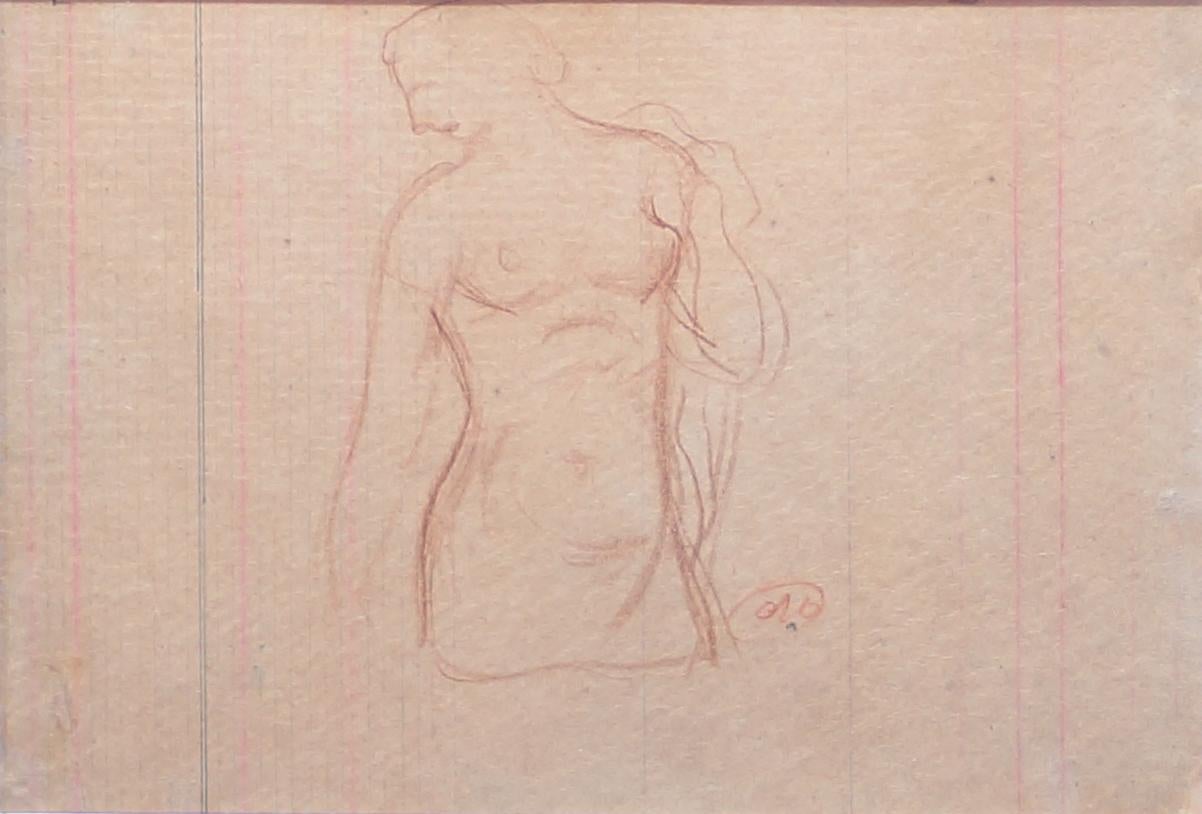 Original pencil drawing on brown paper by Artistide Maillol (1861-1944), showing his typical shapes of human figures.
In excellent conditions, it comes from an important private collection of friends of Maillol.
The drawing in monogrammed on the