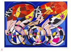 Cyclists - Original Silkscreenn by Ugo Nespolo - 2008