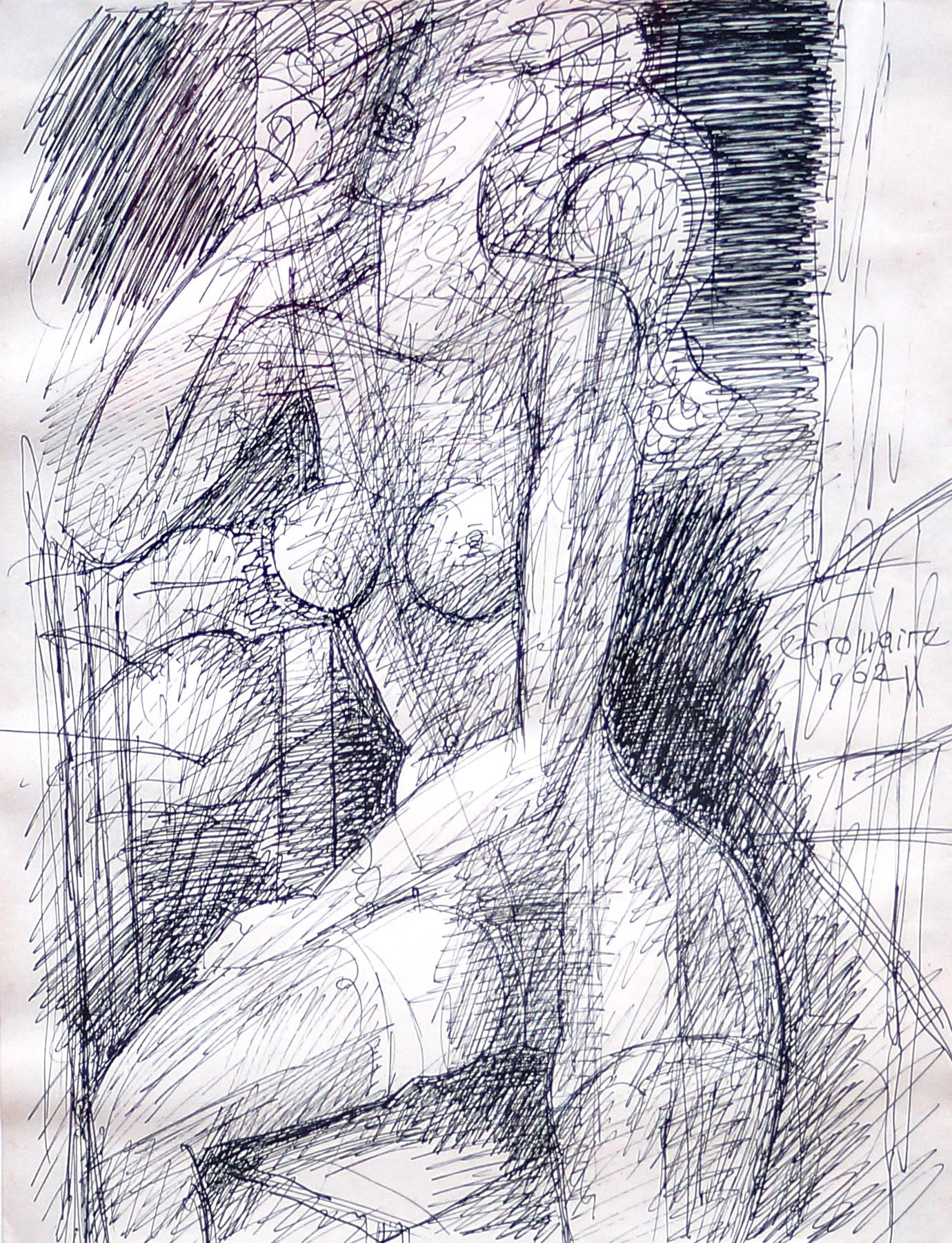 Female Figure -  China Ink by Marcel Gromaire - 1962 For Sale 1