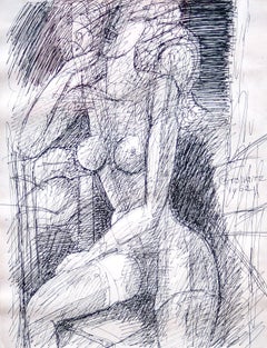Female Figure - China Ink on Paper by Marcel Gromaire - 1962
