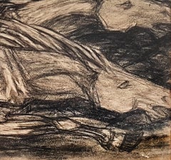 Galloping Horses - Charcoal on Paper by Giuseppe Cominetti - 1916
