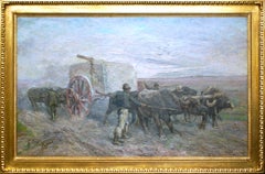 Carriage of Travertine - Oil on Canvas by Giuseppe Raggio - 1901