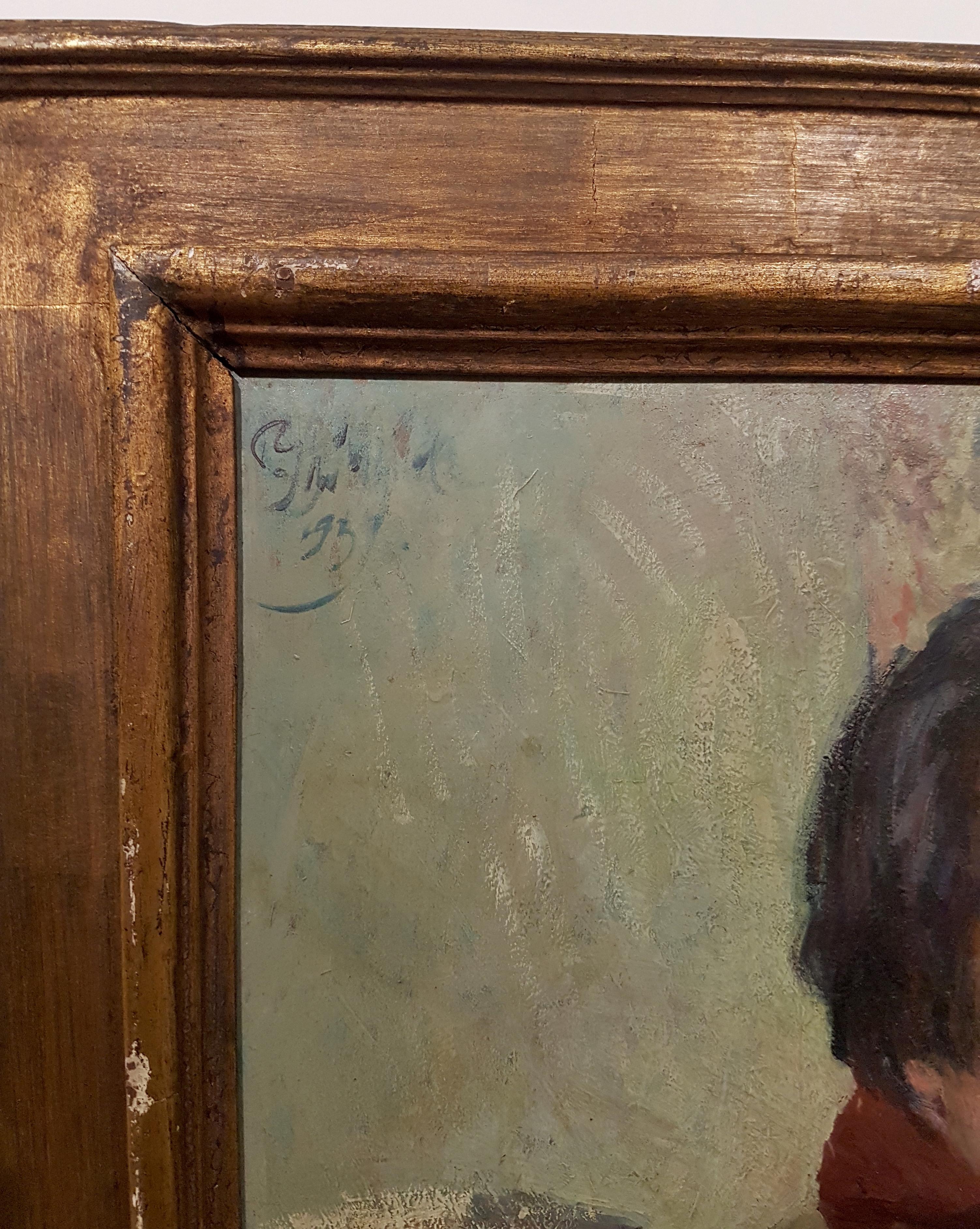 Autoritratto - Olio su masonite di Paulo Ghiglia - 1937 in vendita 2