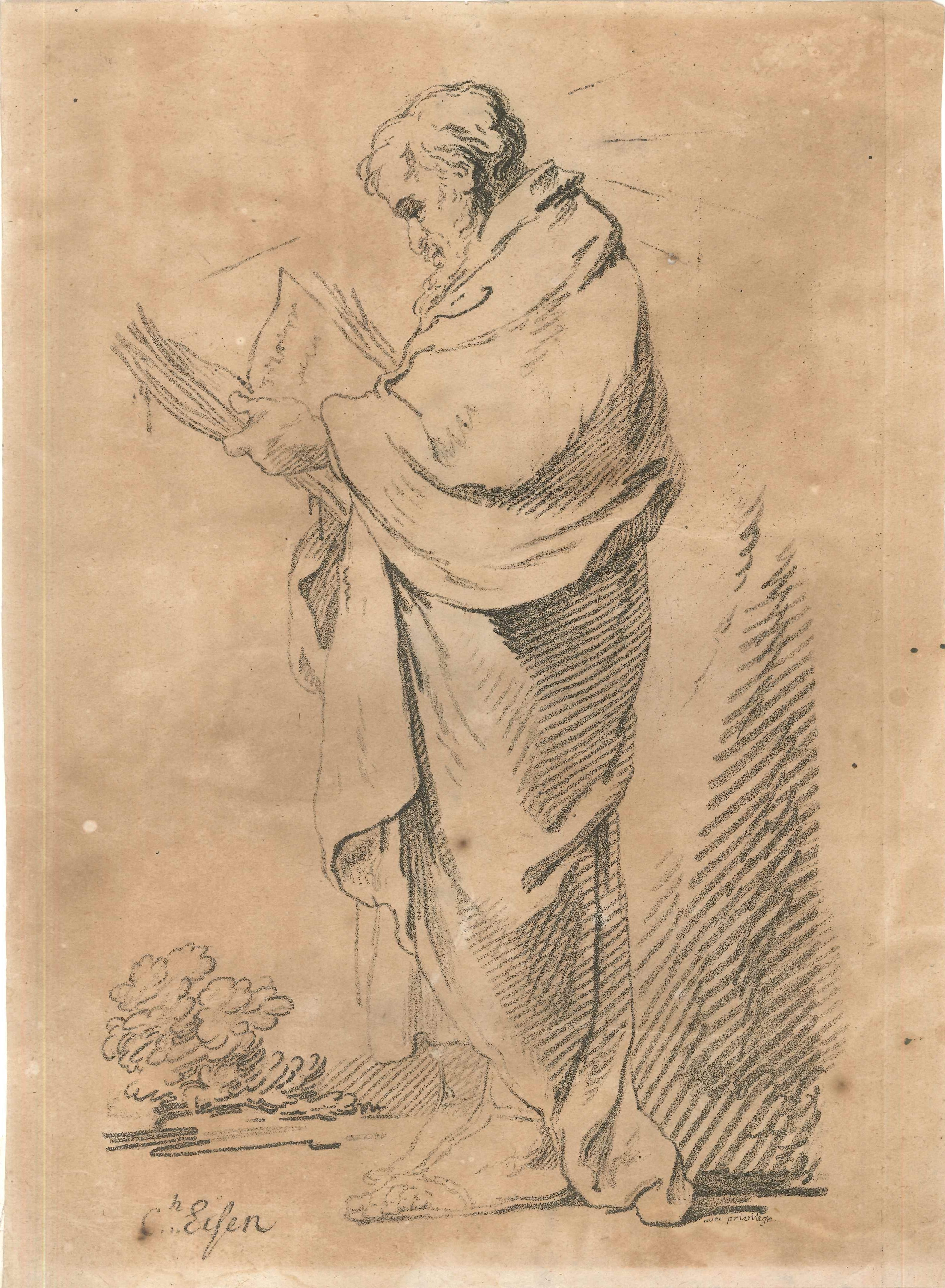 Charles-Dominique-Joseph Eisen Figurative Print - The Patriarch - Original Lithograph on Paper - Late 18th Century