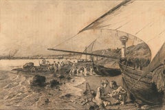 Antique Près de Naples - Original Etching by Gustave Greux - 1880