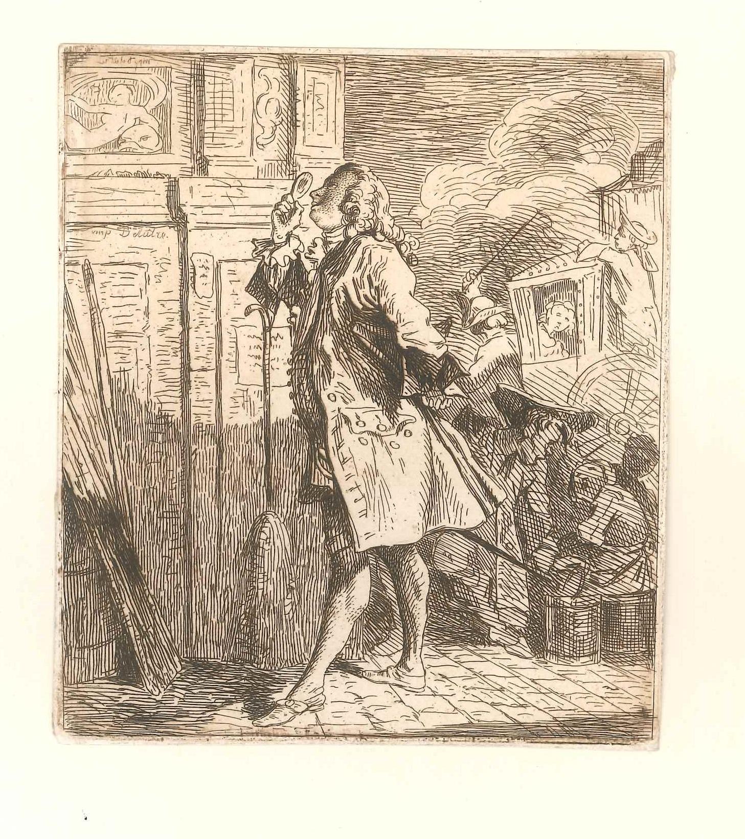 Lafont de St. Yenne - Original Etching by Léopold Flameng - 1859
