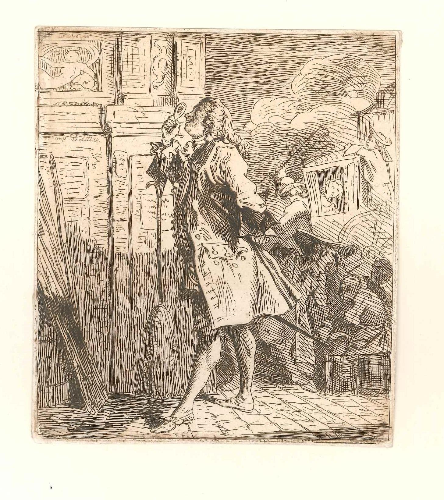 Léopold Flameng Figurative Print – Lafont de St. Yenne - Original-Radierung von Lopold Flameng - 1859