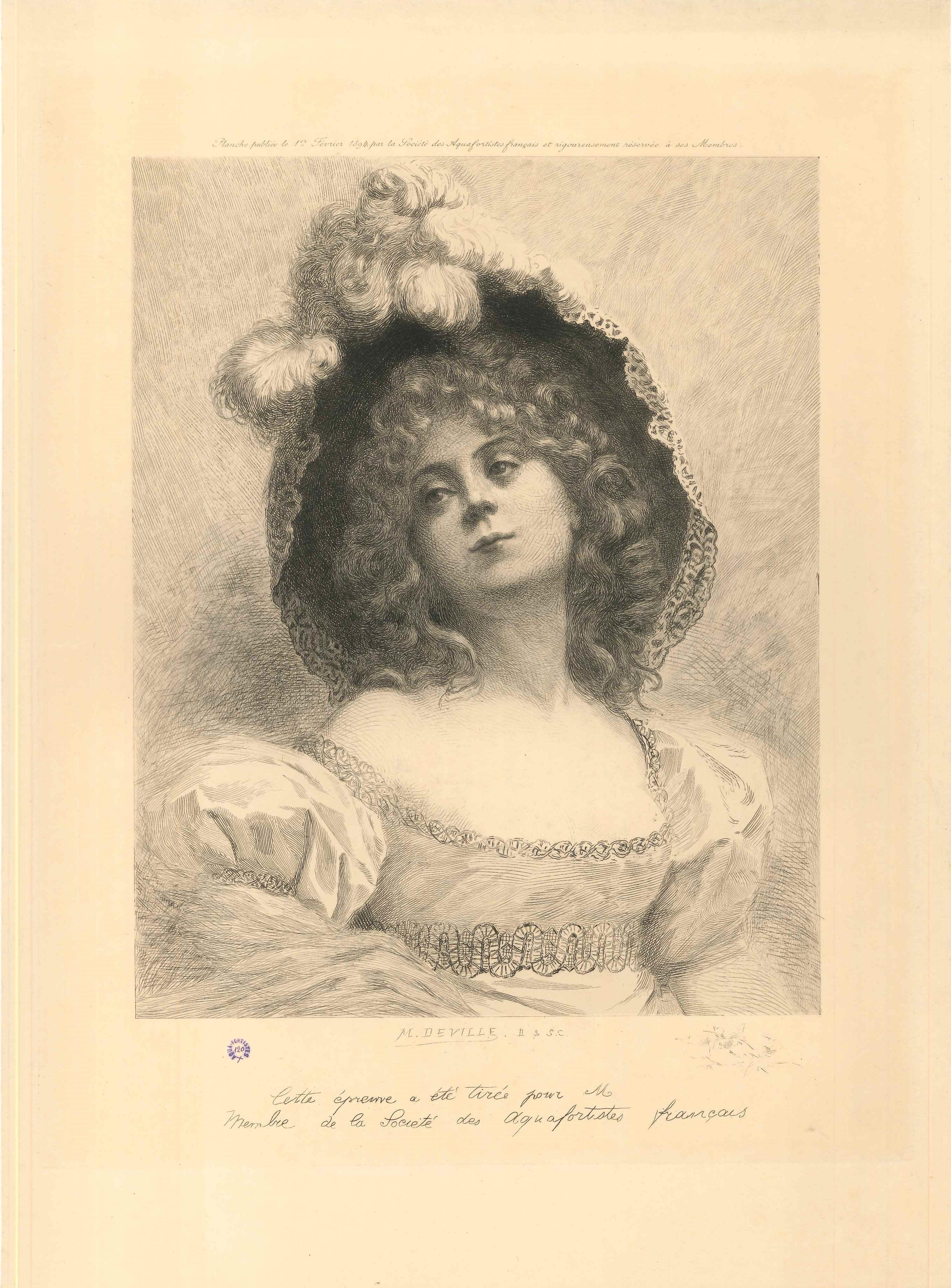 Charles Albert Waltner Portrait Print - Madame M. - Original Etching and Drypoint by C.A. Waltner - 1894