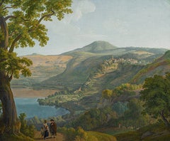 Landscape at Lake Nemi - Oil on Canvas by Franz Knebel - Half of 1800