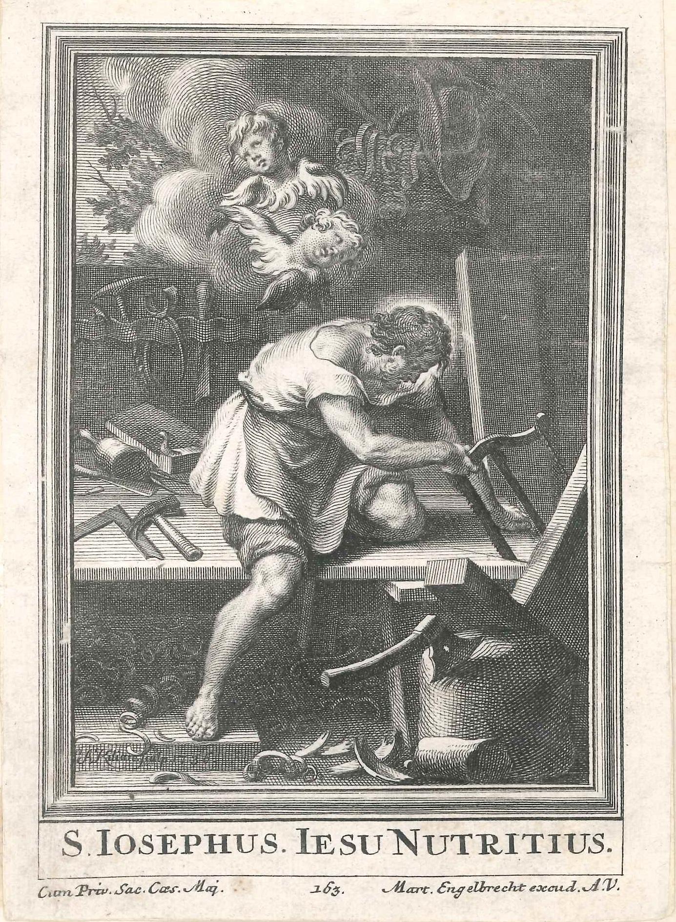 Phillip Andreas Killian Figurative Print - S. Iosephus - Original Etching by P.A. Killian - 1736