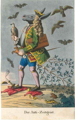 Der Anti-Zeitgeist - Original Color Etching by German Master 18th Century