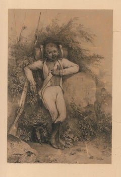 Kleiner Soldat – Originallithographie von N.T. Charles - Mitte 1800